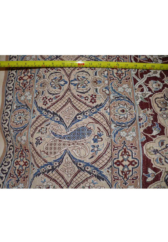 7 x 10 Persian Nain 6 Laa Rug Wool & Silk with signature of master weaver