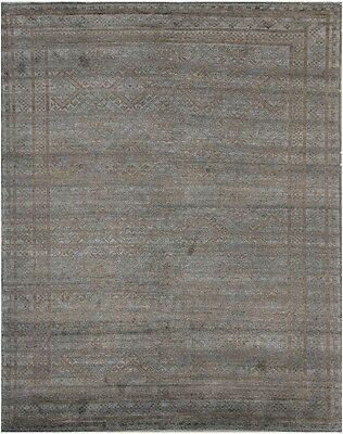 Gray Modern Affordable Handmade 5' x 8' Area Rug Silky Viscose Rayon& Wool