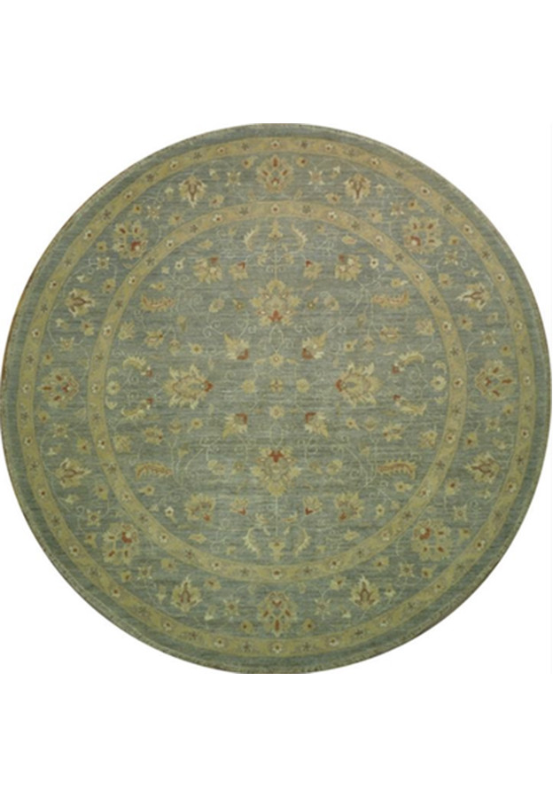 8 Ft Round Chobi Peshawar Antique Look Rug