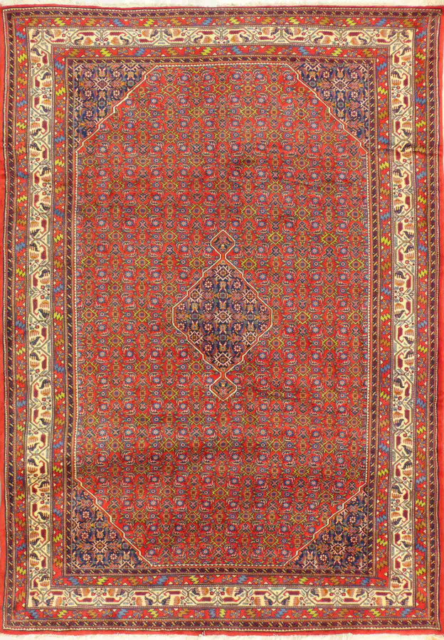 6'8" x 10 Persian Enjalas Octagon Pattern Rug