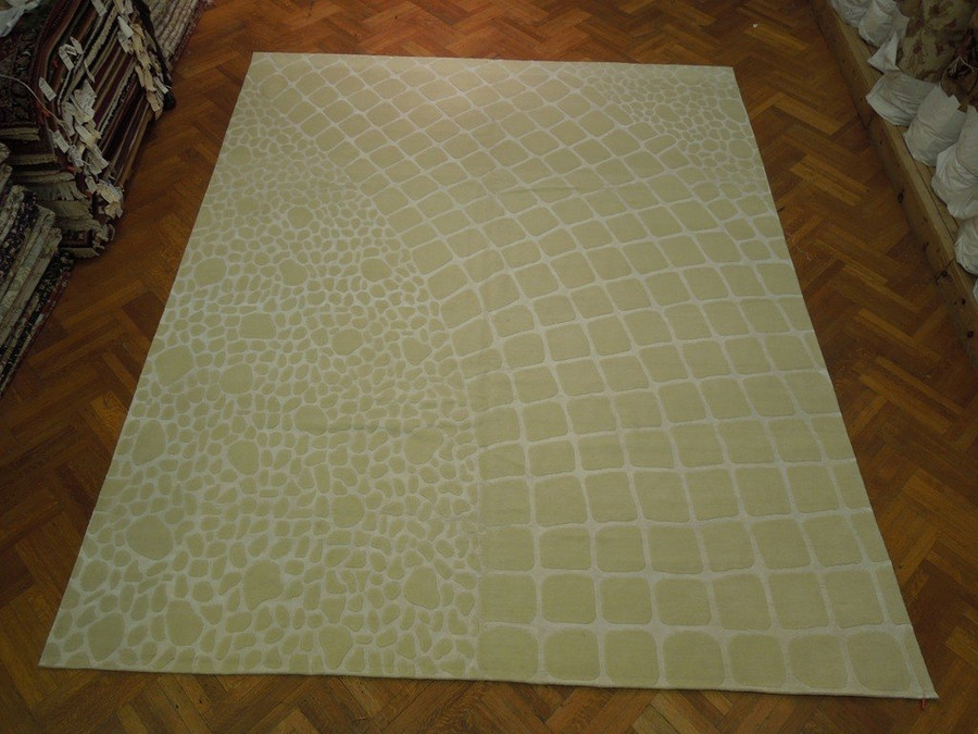 Soft Hand Knotted Modern 14x11 Silk&Wool Area Rug