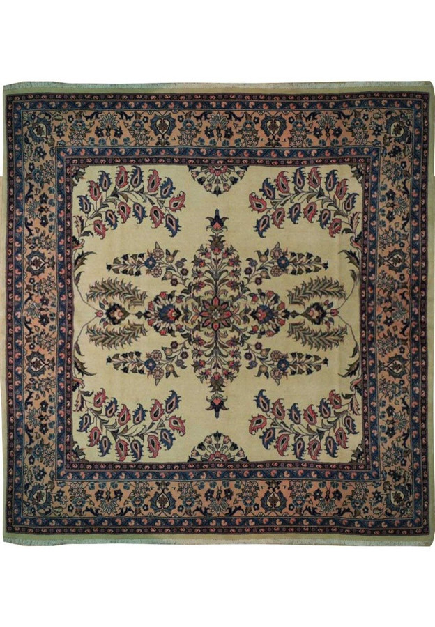 7 x 7'7" Persian Sarough Square-ish Rug