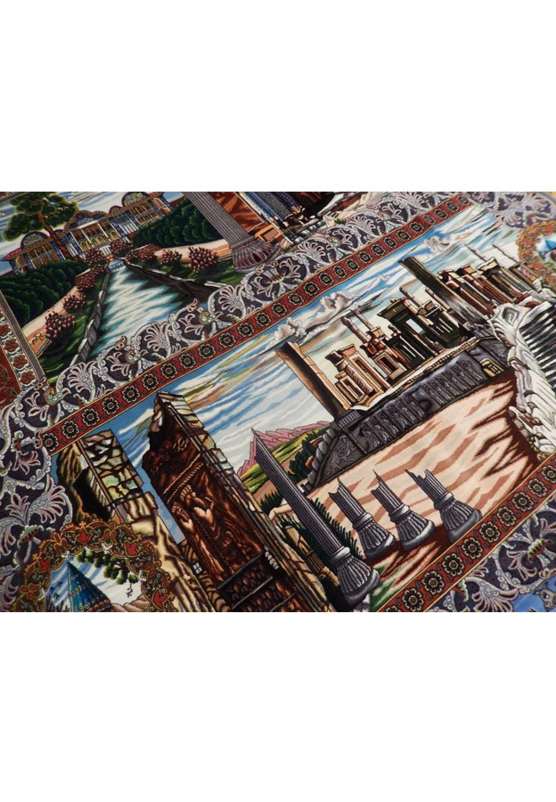 7 x 10 Persian Pictorial Tabriz Wool & Silk Rug | One of a kind