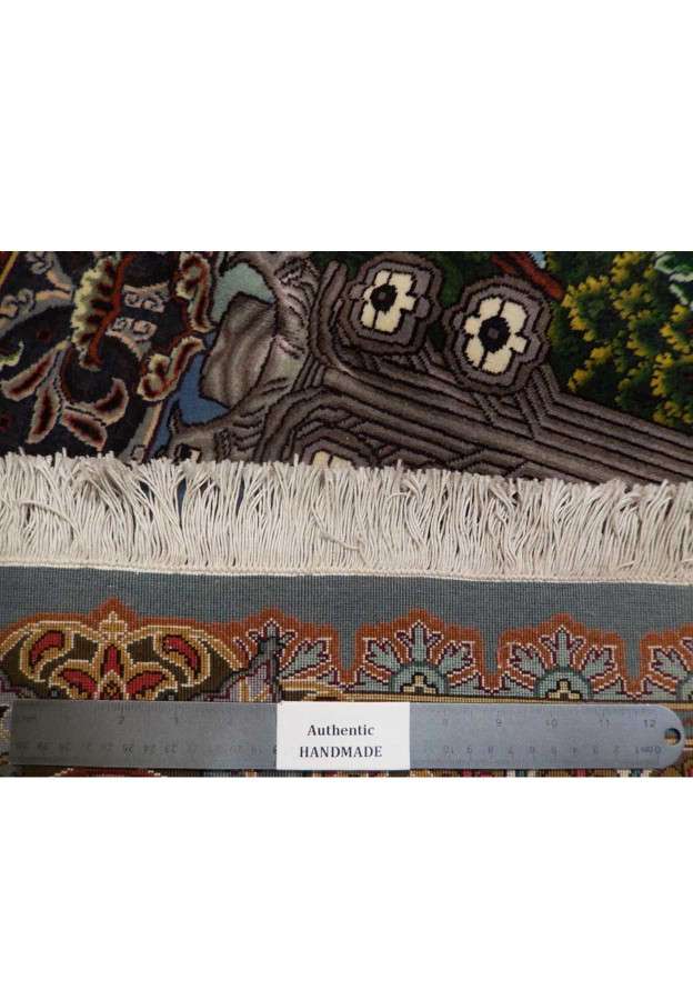 7 x 10 Persian Pictorial Tabriz Wool & Silk Rug | One of a kind