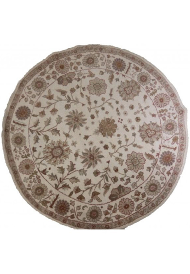 6 x 6 Round Oriental Agra Rug All Over Design