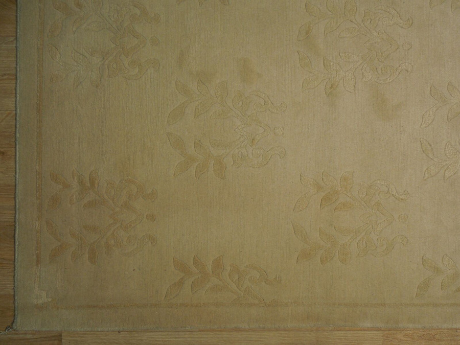 6x9 Wool & Silk Fine Quality Beige Nepalese Hand-Knotted Rug