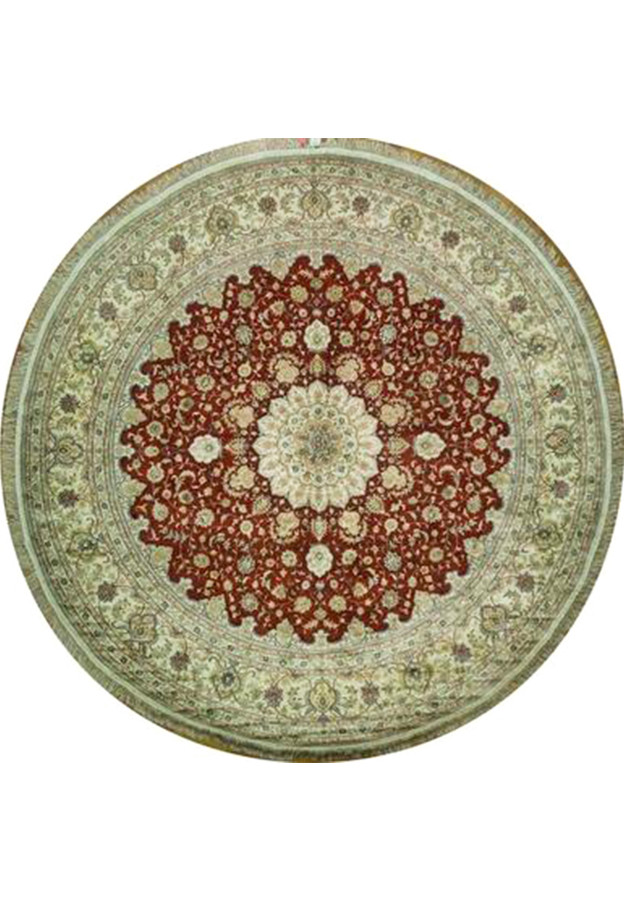 10 x 10 Persian Tabriz Wool & Silk Round Rug