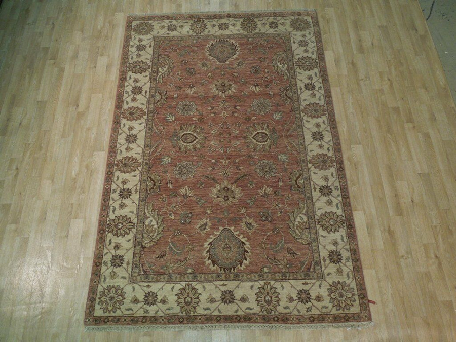 5 x 8 Natural Wool Faded Brick Red Chobi Rug