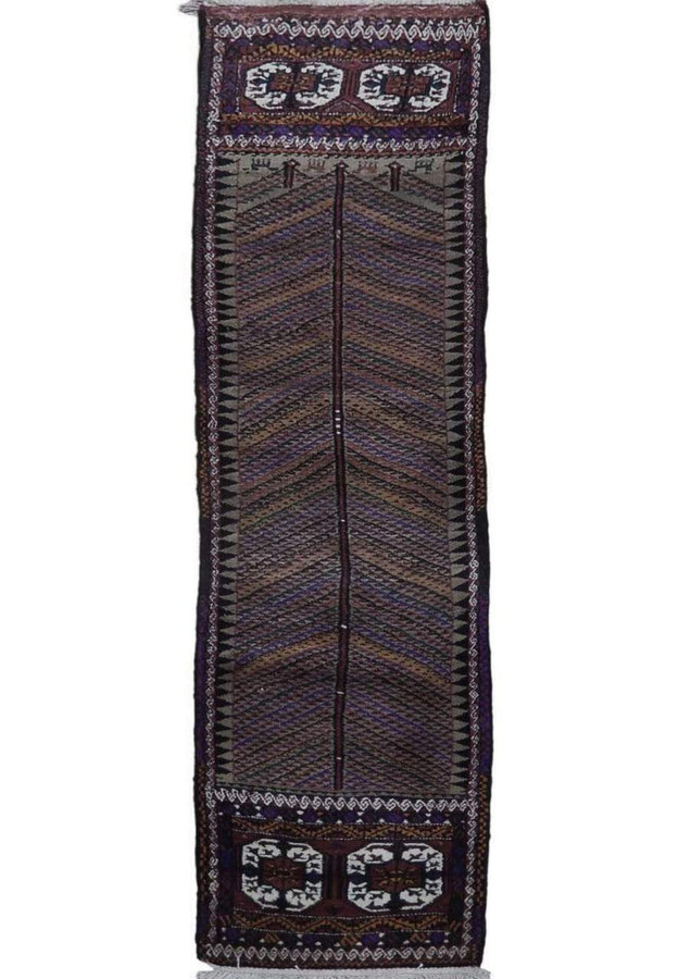 2 x 9 Multi Color Oriental Bokhara Tribal Runner