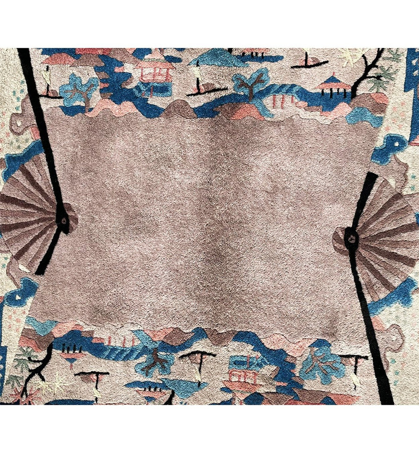 Zoom into a 2'3" x 5'5" Oriental Art Deco Oval Rug pattern