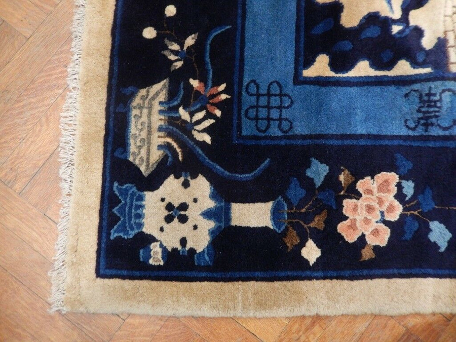 11 x 16 Hand-Knotted 1900s Antique Area Rug Art Deco Vintage Chinese Heritage