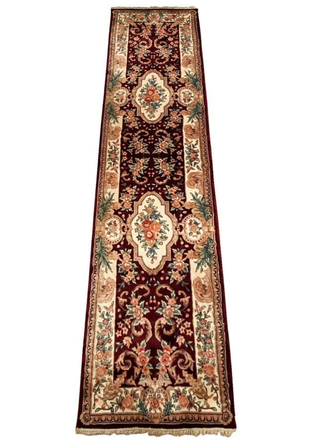 2'6 x 10 Oriental Sino 160 Wool & Silk Runner Rug