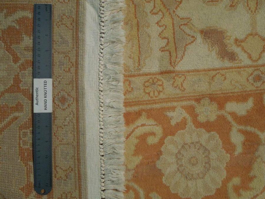 6 x 9 Transitional Oushak Ivory Orange Yellow Handmade Rug