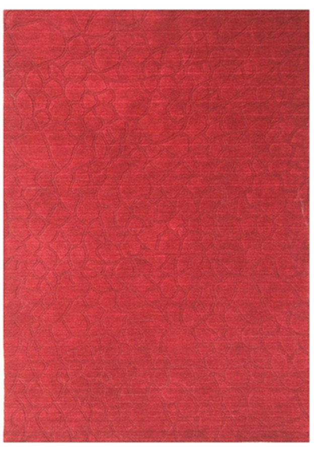 5 x 8 Red Carved Modern Handmade Rug