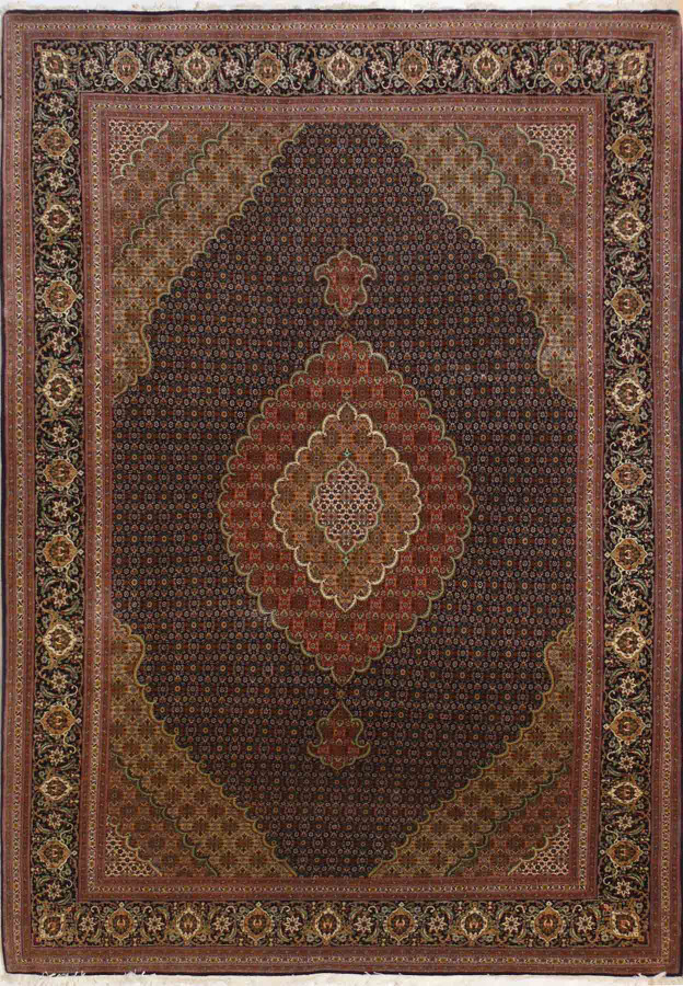 7 x 10 Persian Tariz Mahi 50 raj Wool & Silk Rug