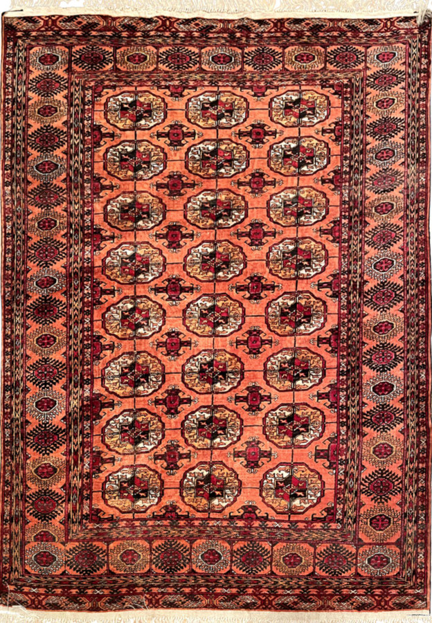 4 x 6 Antique Wool & Silk Afghan Mauri Rug