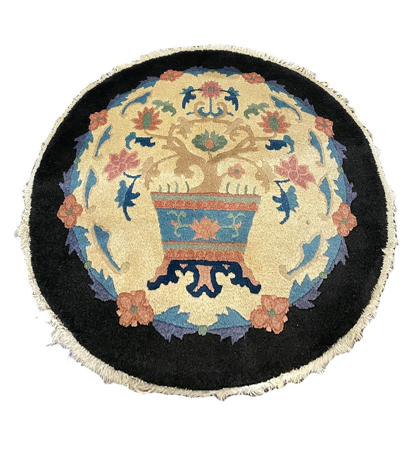 2 x 2 Antique Oriental Art Deco Round Rug