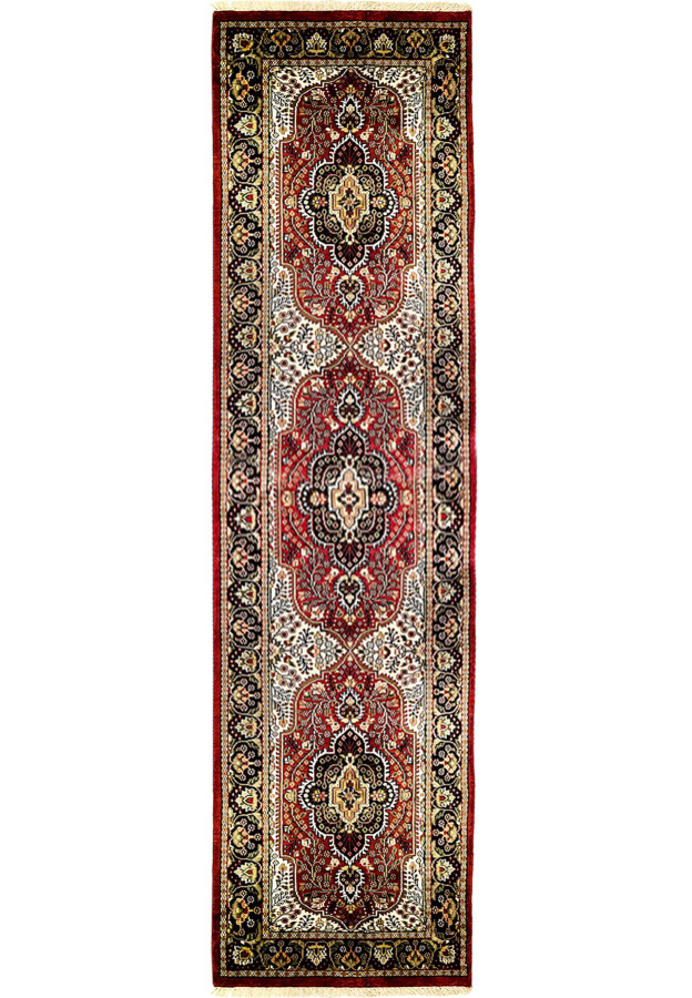 2'7 x 11 Oriental Kashmiri Wool & Silk Runner Rug