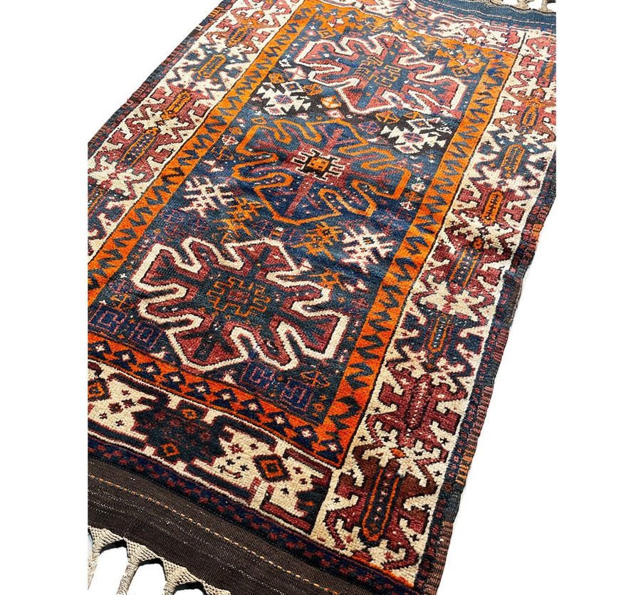 3'8" x 5'4" Antique Caucasian Azerbaijan Rug