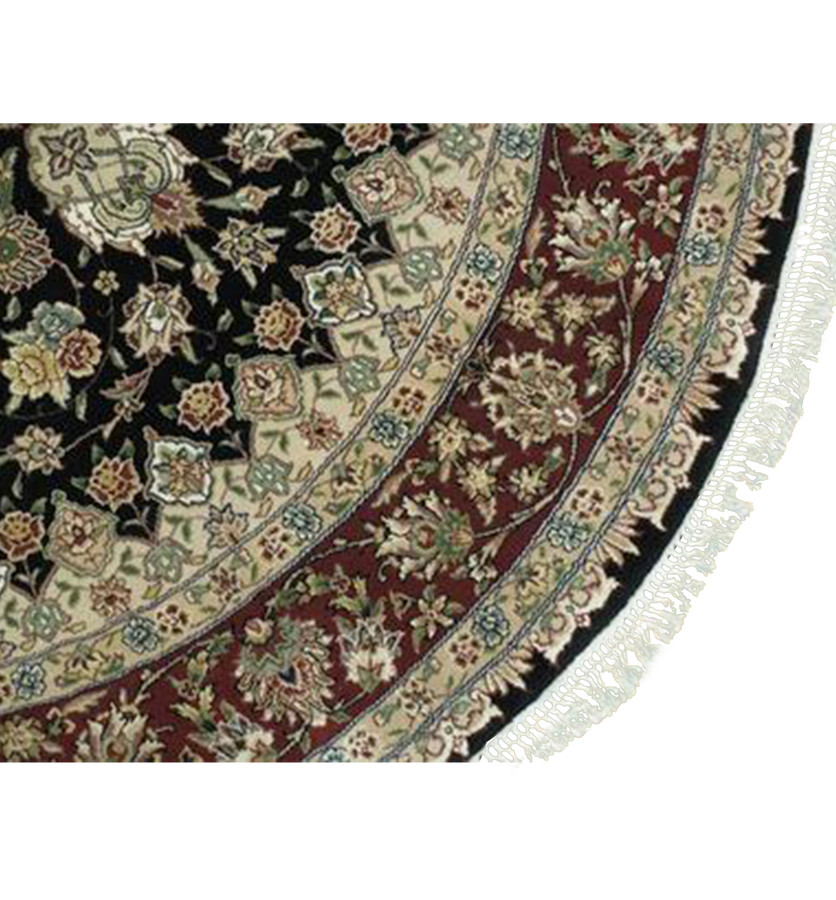 6 x 6 Persian Tabriz Design Fine Wool & Silk Round Rug