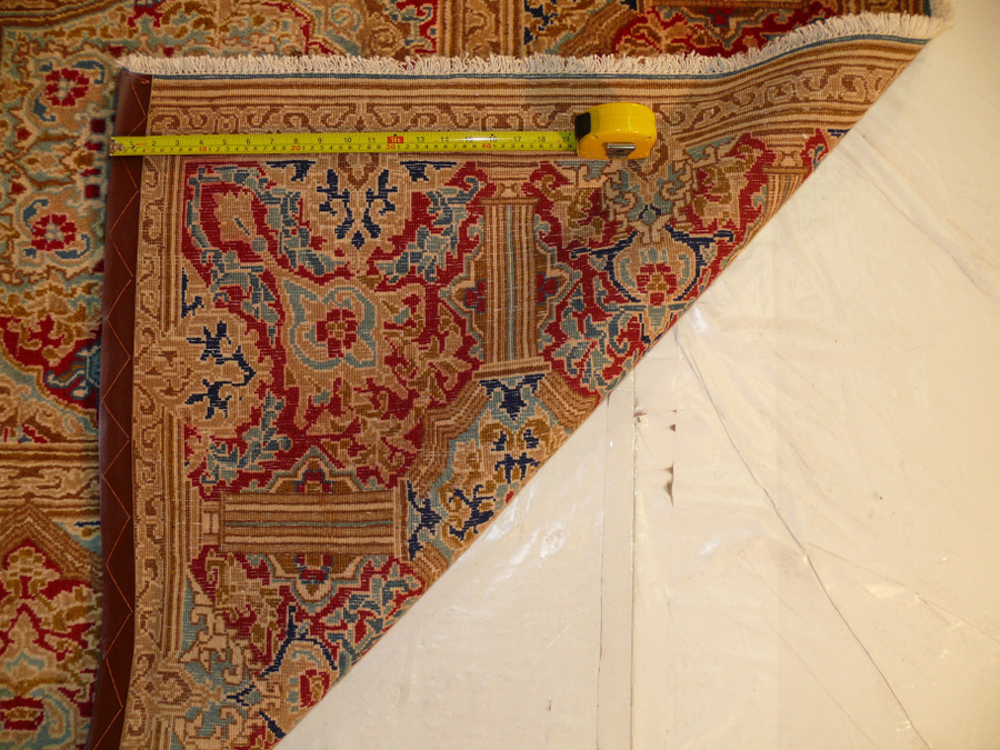 9 x 13 Persian Kerman Rug Royal Blue Corner Medallion