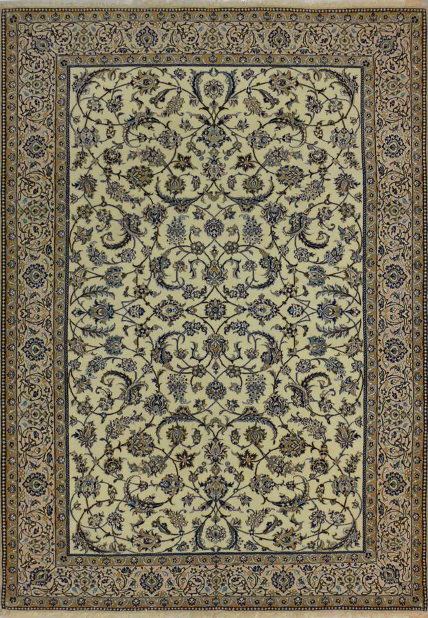 7 x 10 Persian Nain 9 LAA Garden All-Over Ivory Design Rug