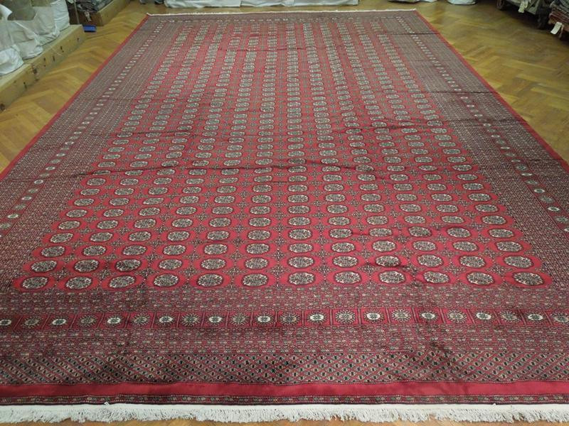 Red Bokhara Rug 12'8'' x 19'2'' silky wool fine weave