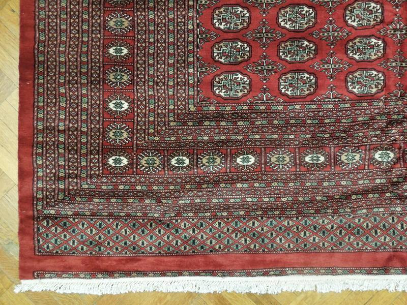 Red Bokhara Rug 12'8'' x 19'2'' silky wool fine weave