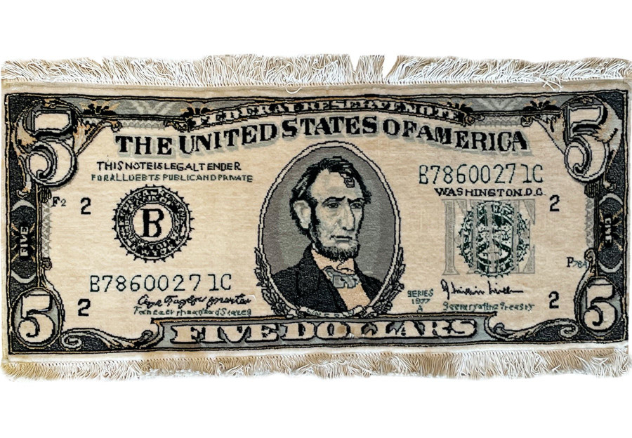 2 x 2'4 Persian Tabriz 5 Dollar Bill Rug