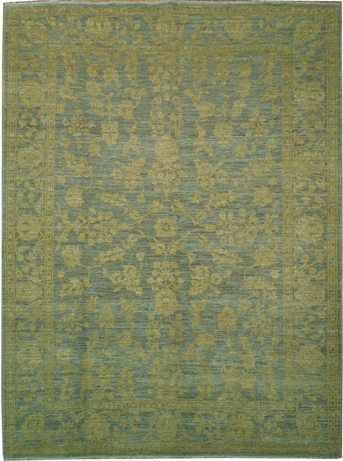6 x 8 Peshawar Chobi Antique Look Rug Pale Light Blue