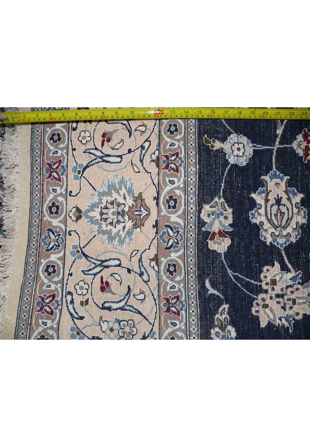 7 x 10 Persian Nain Wool & Silk All-Over Navy Blue