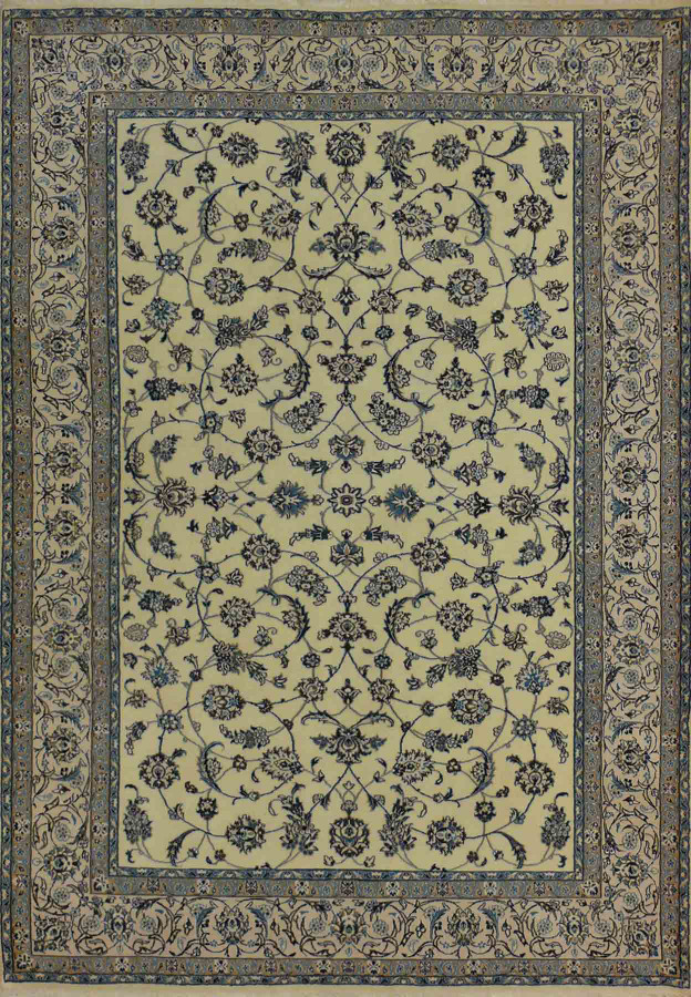 7x10 Persian Nain Rug Wool and Silk