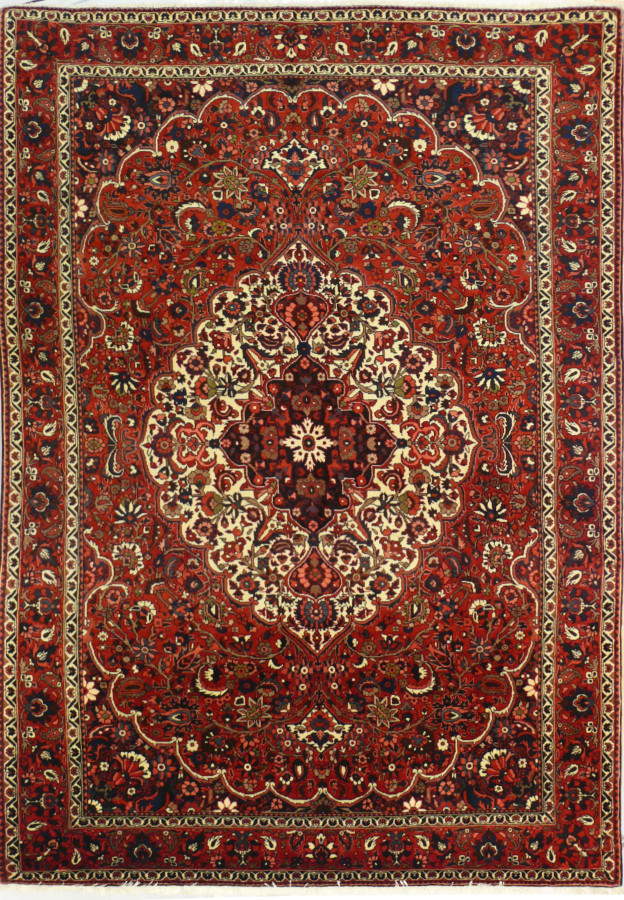 Persian Bakhtiar Rug - 7x10, Unique Geometric Design, Full View