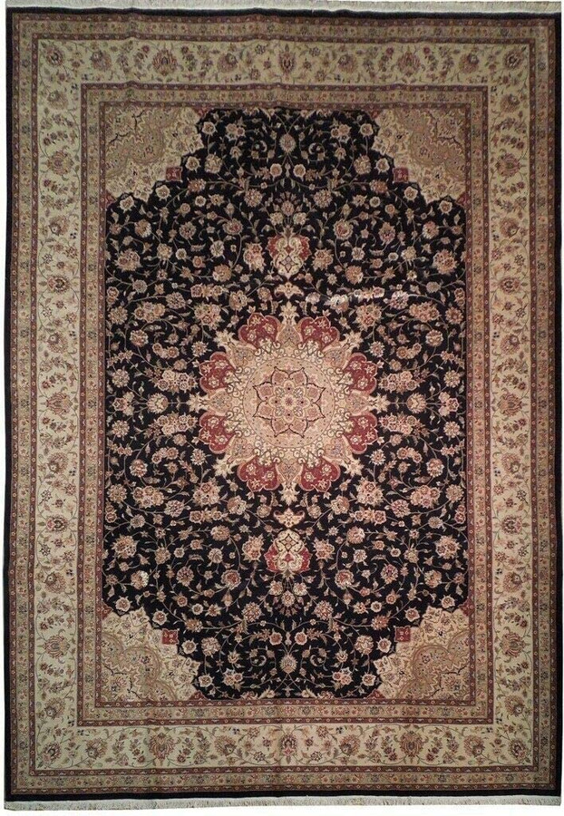 10 x 14 Oriental Tabriz Design Wool & Silk Rug