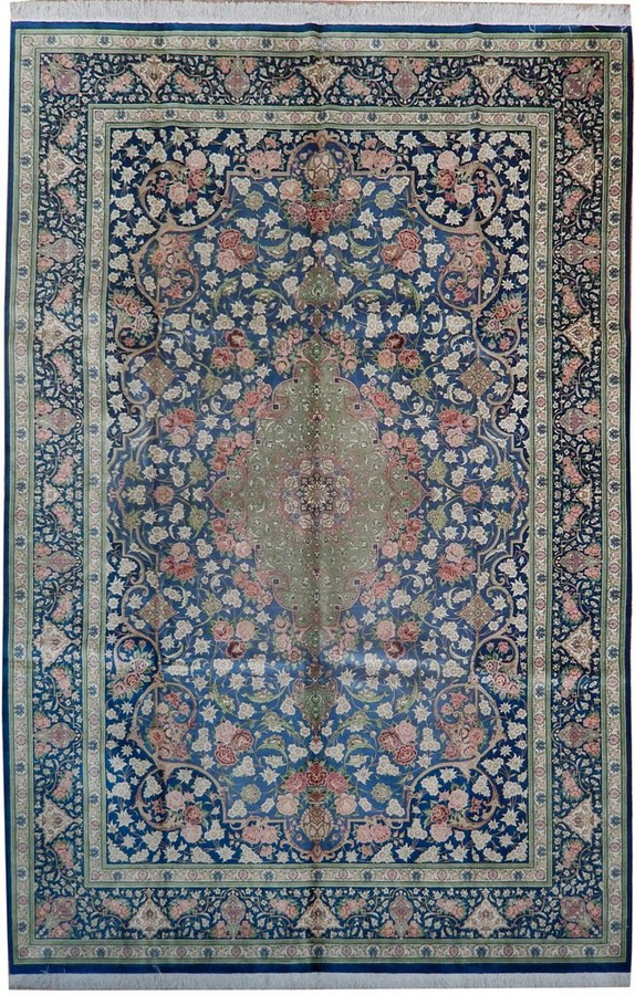 7 x 10 Persian Qum All Silk Rug | Signed by master weaver