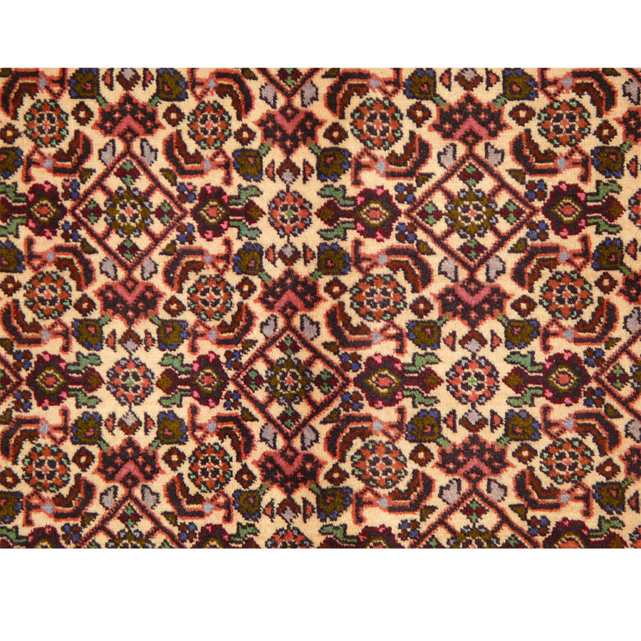 Detailed texture of a Persian Bijar Rug showing the fine silk highlights on a robust wool background
