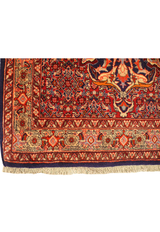 close-up of the Persian Bijar Runner's edge, showing the tight weaving and edge binding