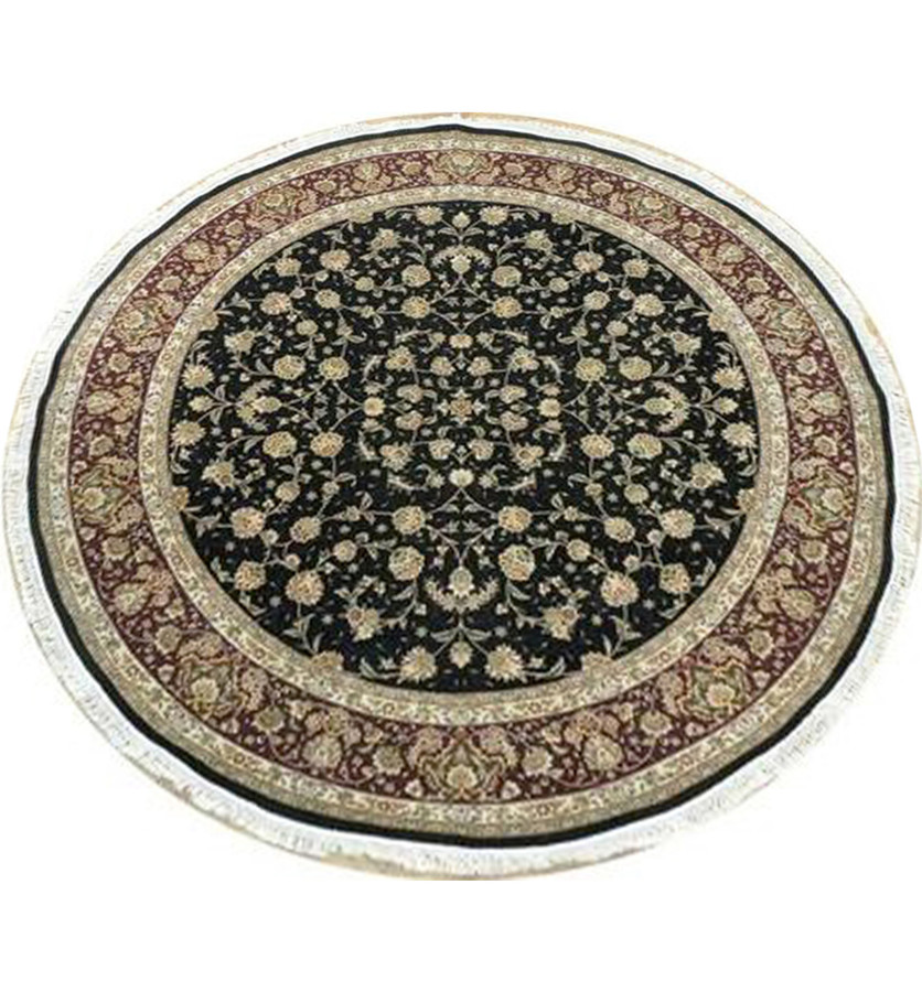 8 x 8 Oriental Tabriz Wool & Silk Round Rug