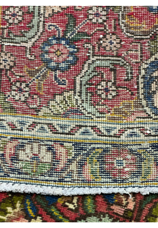 Back Side View Highlighting Weave of 10'4 x 13 Distressed Persian Kerman Rug