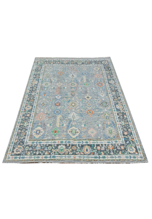 Full flat view of the 12' x 15' Designer Gray Oushak Handmade Rug