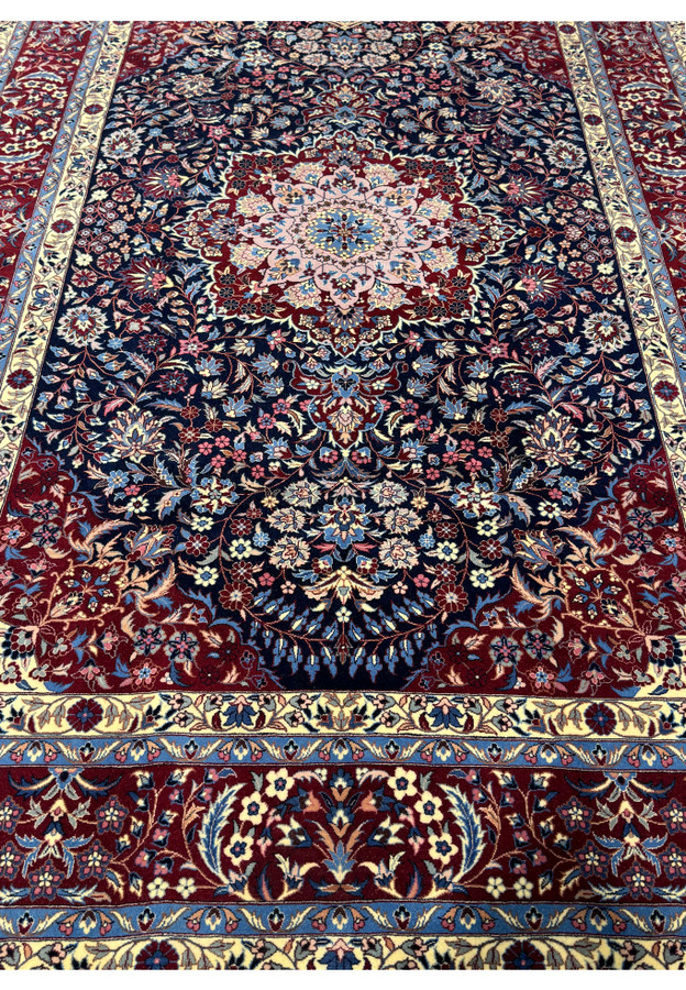 Vibrant Isfahan 6x9 Persian Rug with floral and botanical design.
