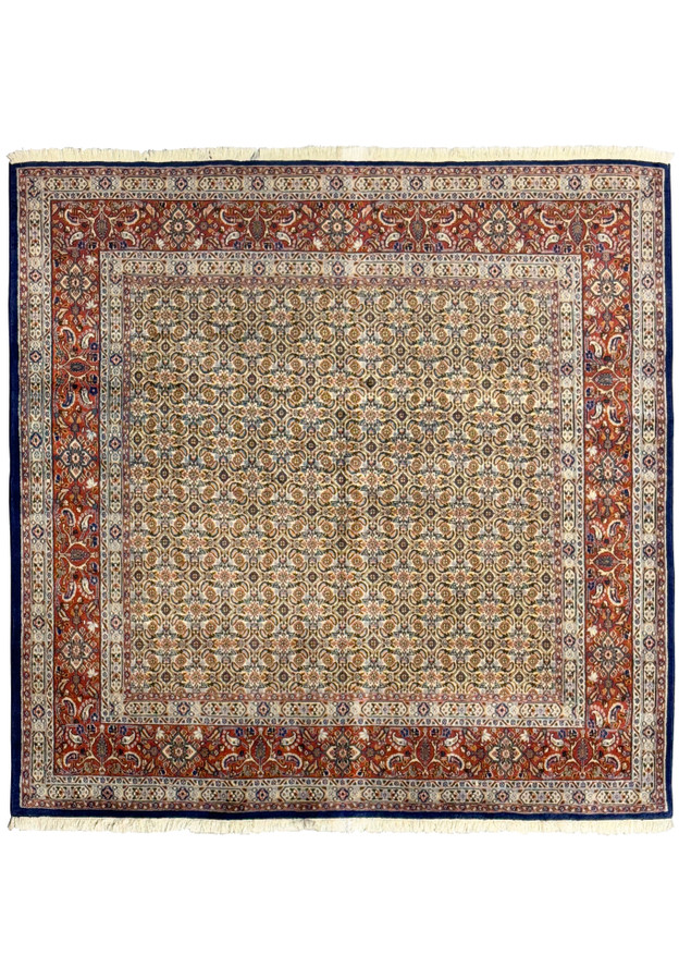 Full view of the 80-inch Persian Moud Square Rug showcasing all-over floral patterns