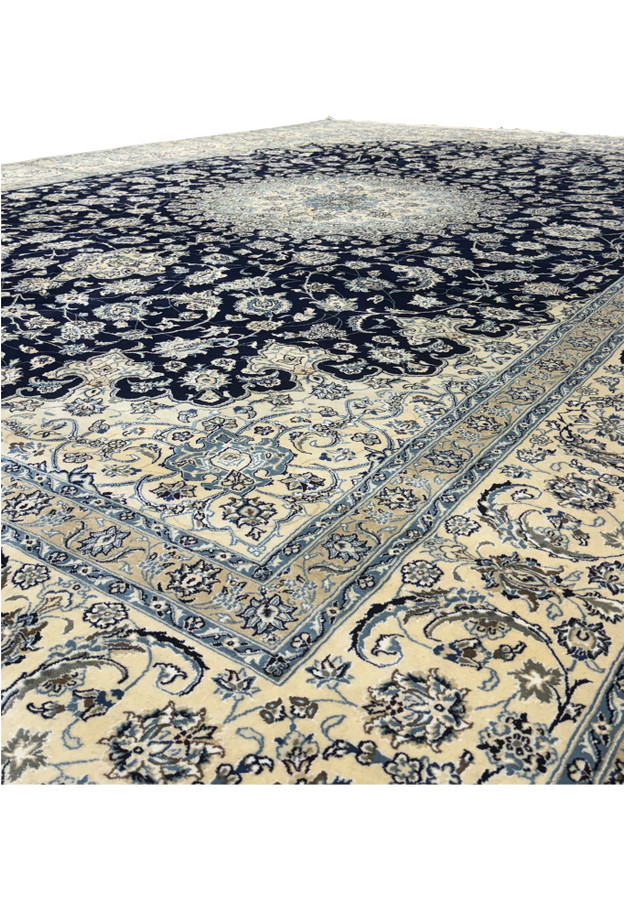 High-quality Persian Nain Rug in 13 x 19'8 size, featuring classic floral and medallion motifs