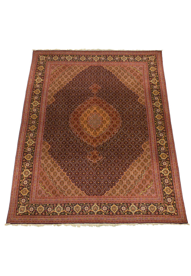 Angle view of Tabriz Mahi Persian Rug showcasing intricate details