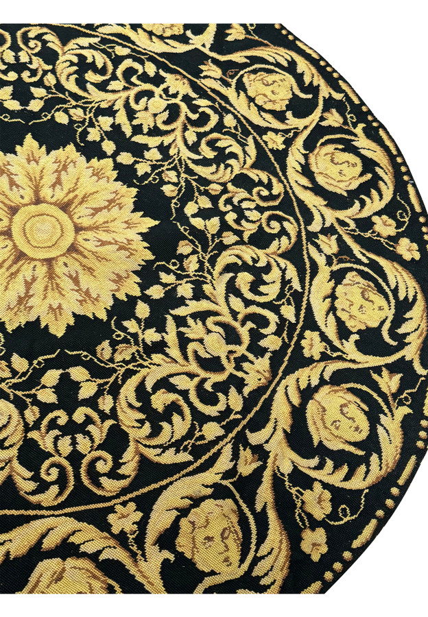 Detailed Needlepoint Work on Versace Pattern Rug Border