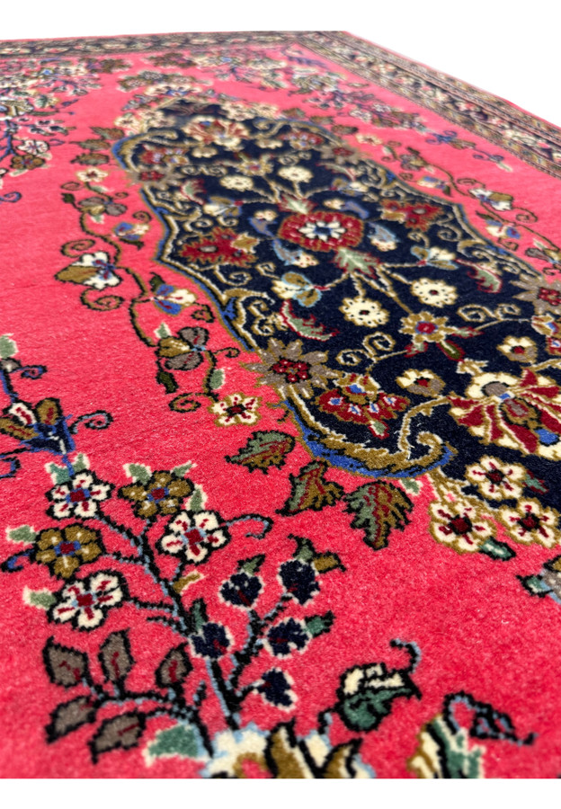 Side View of Persian 3x4 Qum Kork Rug Showing Detailed Craftsmanship