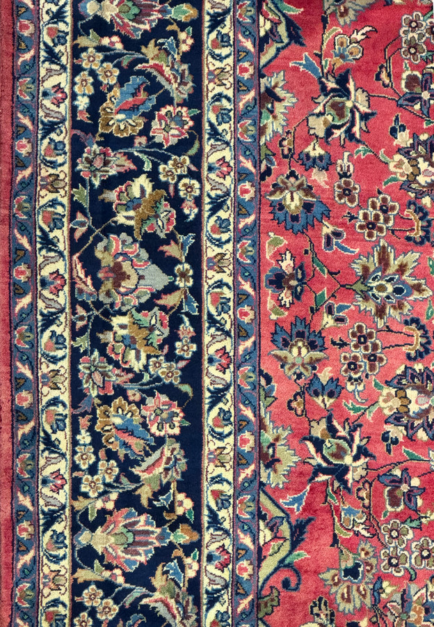 10'2 x 13'7 Persian Isfahan Rug floral motifs detail