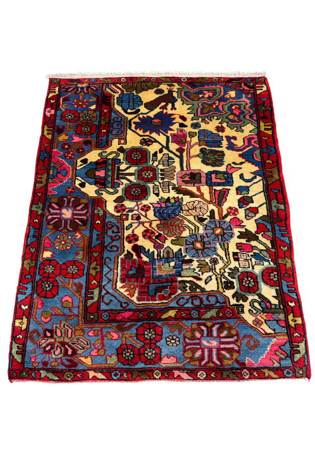 Top view of Nahavand Persian Rug highlighting central medallion and border design