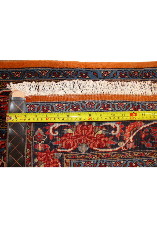 Close-up of the backside of 2'6 x 6 Persian Bijar Runner highlighting the dense knotting and craftsmanship.