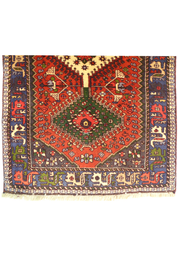 Lower part of this 2'8 x 6'3 Yalameh Geometric Tribal persian rug